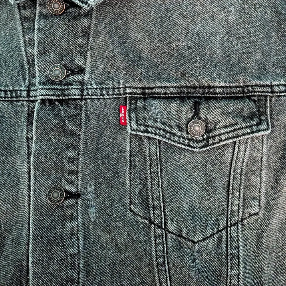 Levis Trucker Jacket Mens XXL Denim Jean Charcoal Wash Casual Western Streetwear